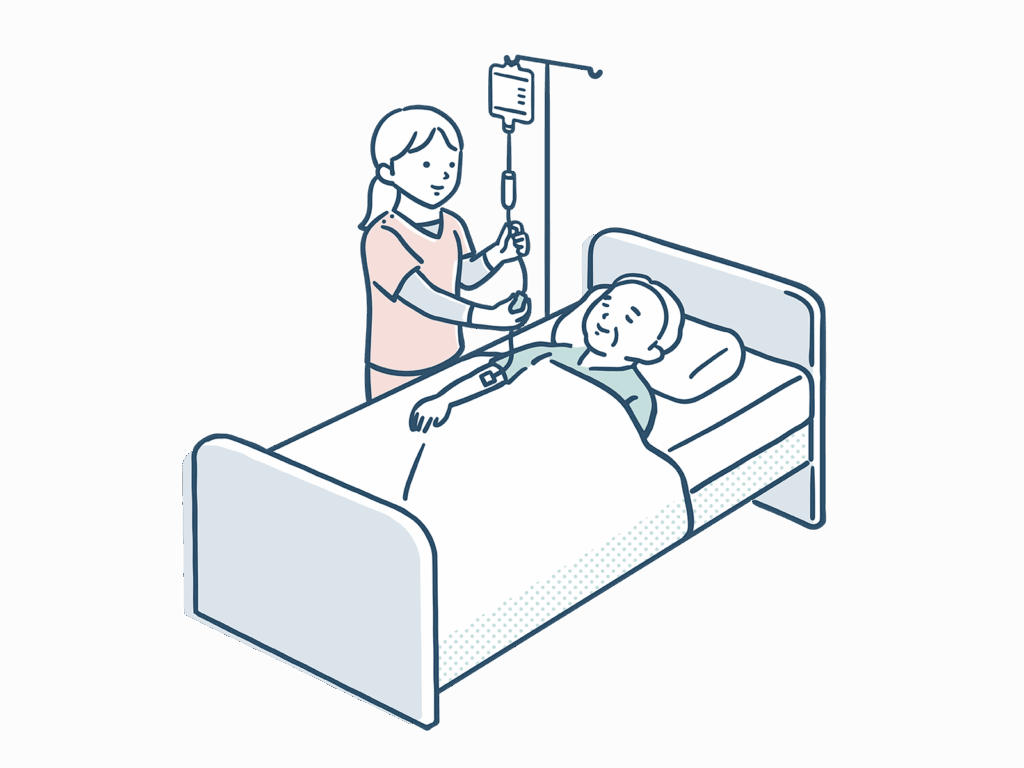 看護師が患者に点滴を行うイラスト