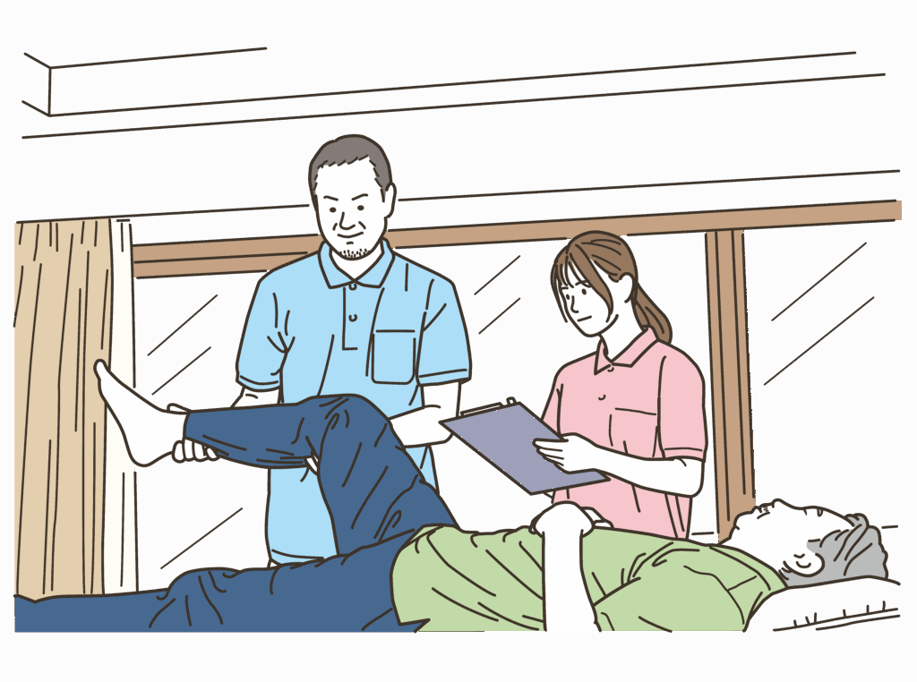 理学療法士がリハビリしているイラスト