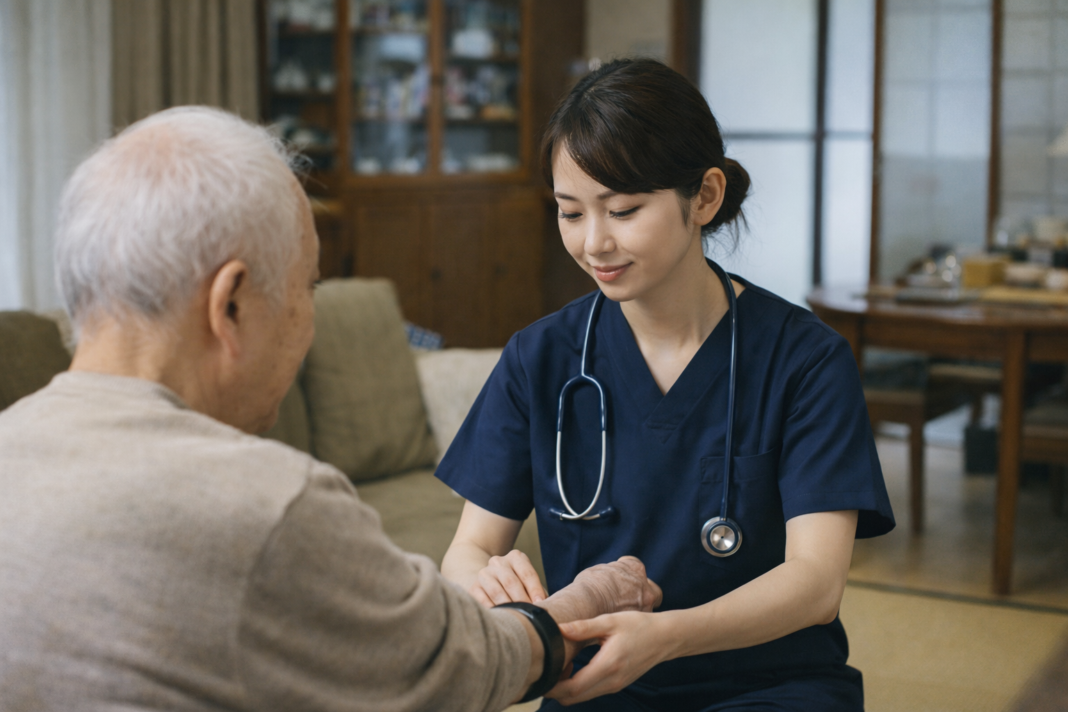 訪問看護師が看護している画像